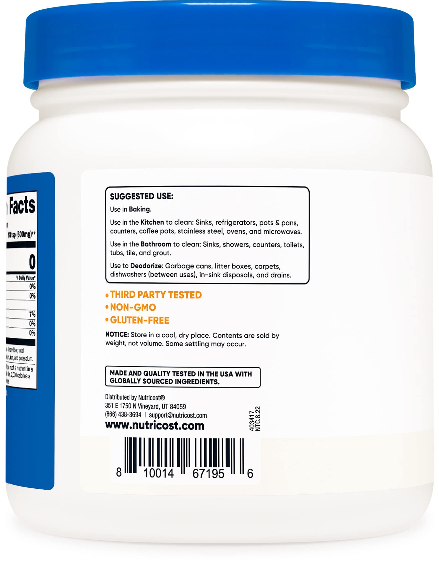 Foto 5 pulgar | Bicarbonato De Sodio Nutricost 907 G - 600 Mg/porción Sin Ogm - Venta Internacional.