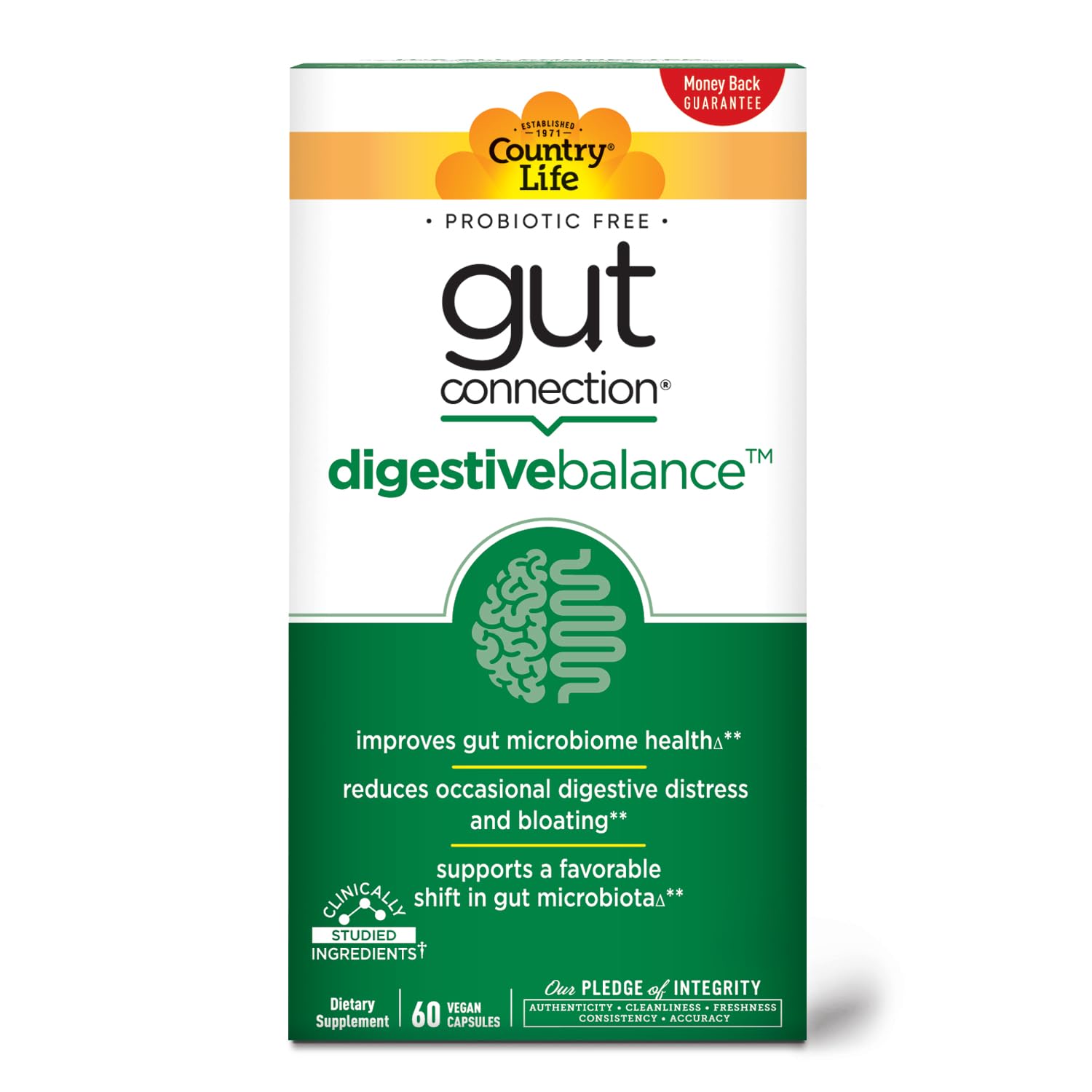 Foto 2 pulgar | Suplemento Country Life Gut Connection Digestive Balance 60 Cápsulas - Venta Internacional.