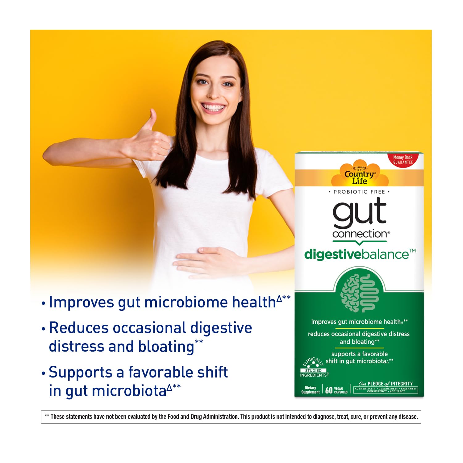 Foto 3 pulgar | Suplemento Country Life Gut Connection Digestive Balance 60 Cápsulas - Venta Internacional.