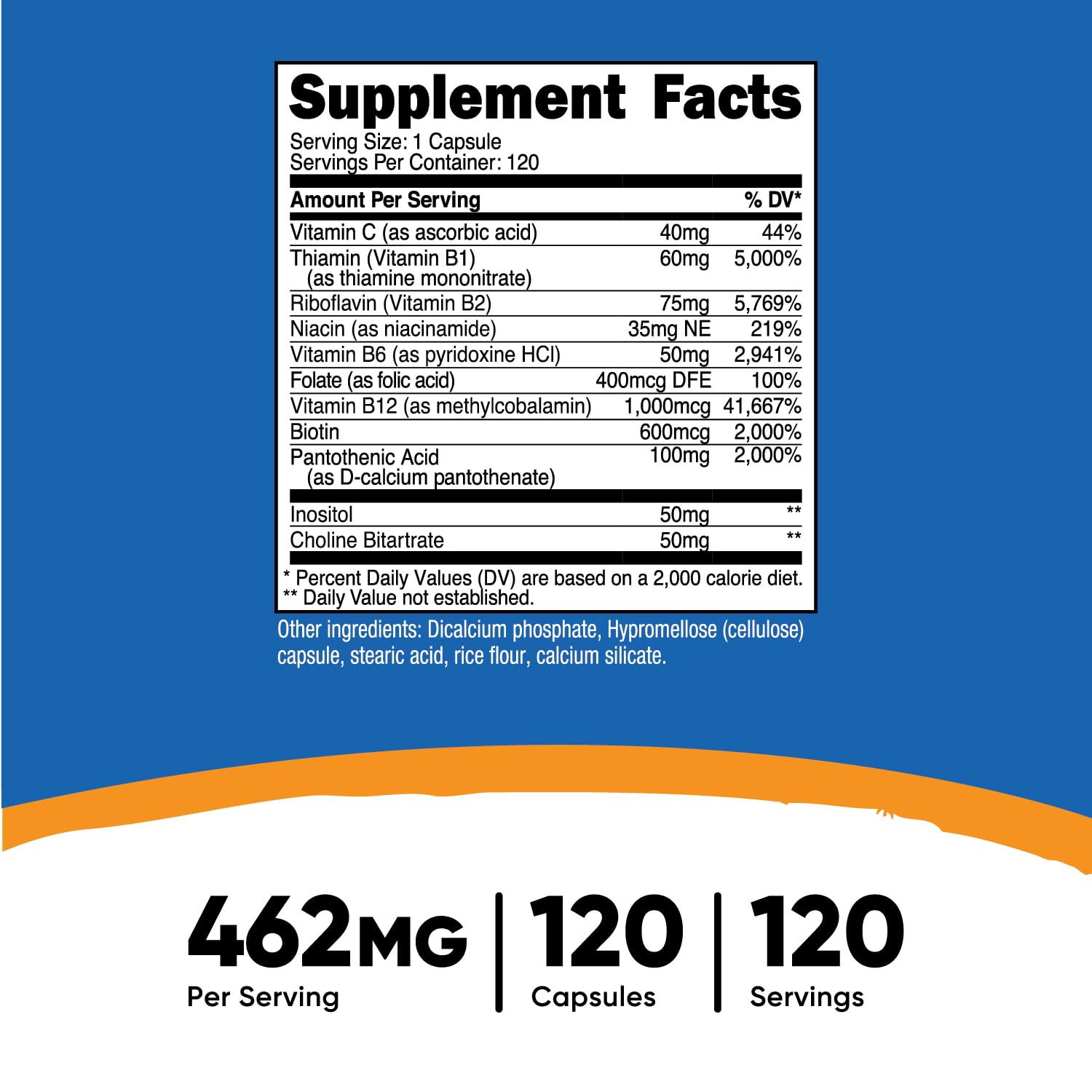 Foto 3 pulgar | Suplemento Nutricost Vitamina B Complex 462 Mg 120 Cápsulas - Venta Internacional.