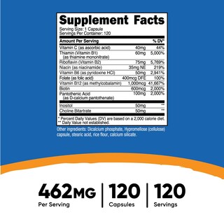 Foto 2 | Suplemento Nutricost Vitamina B Complex 462 Mg 120 Cápsulas - Venta Internacional.