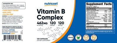 Foto 6 | Suplemento Nutricost Vitamina B Complex 462 Mg 120 Cápsulas - Venta Internacional.