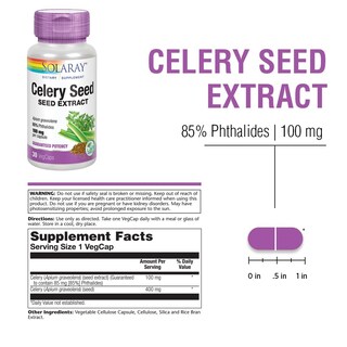 Foto 3 | Suplemento Solaray: Extracto De Semilla De Apio, 100 Mg, 30 Cápsulas Vegetales - Venta Internacional.