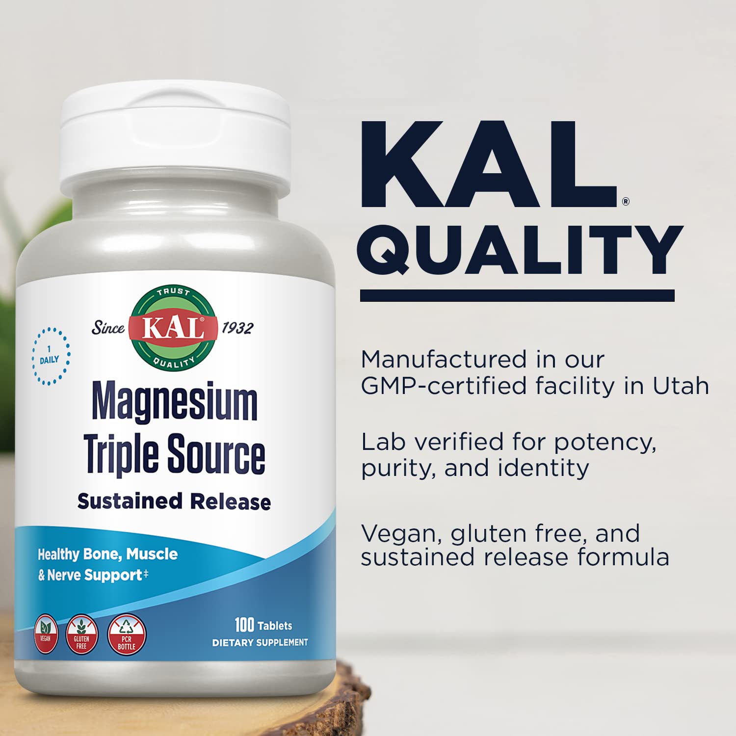 Foto 4 | Suplemento Kal Triple Source Magnesio Complex 100 Comprimidos - Venta Internacional.