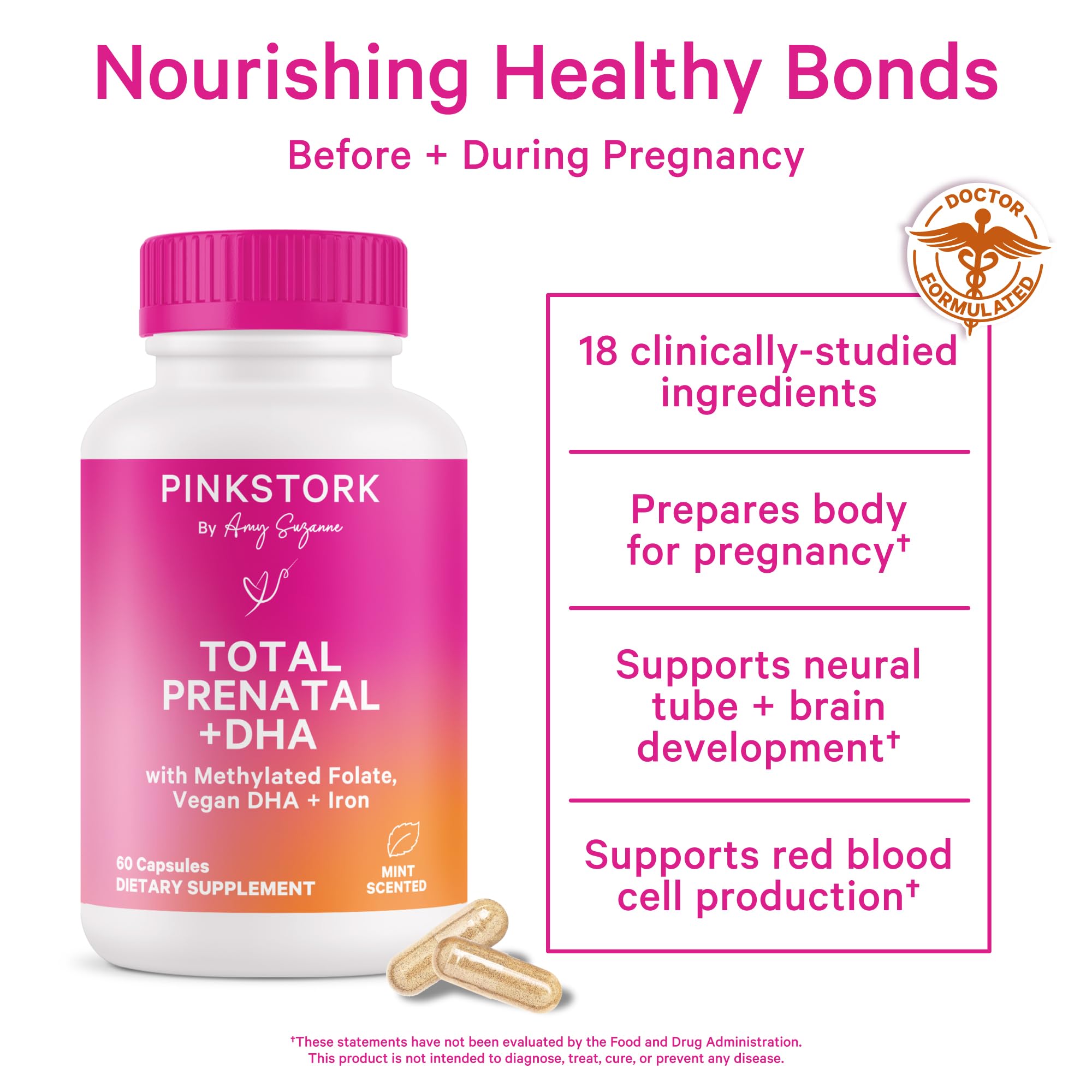 Foto 4 pulgar | Vitaminas Prenatales Pink Stork Total Con Dha, Folato Y Hierro, 60 Cápsulas - Venta Internacional.