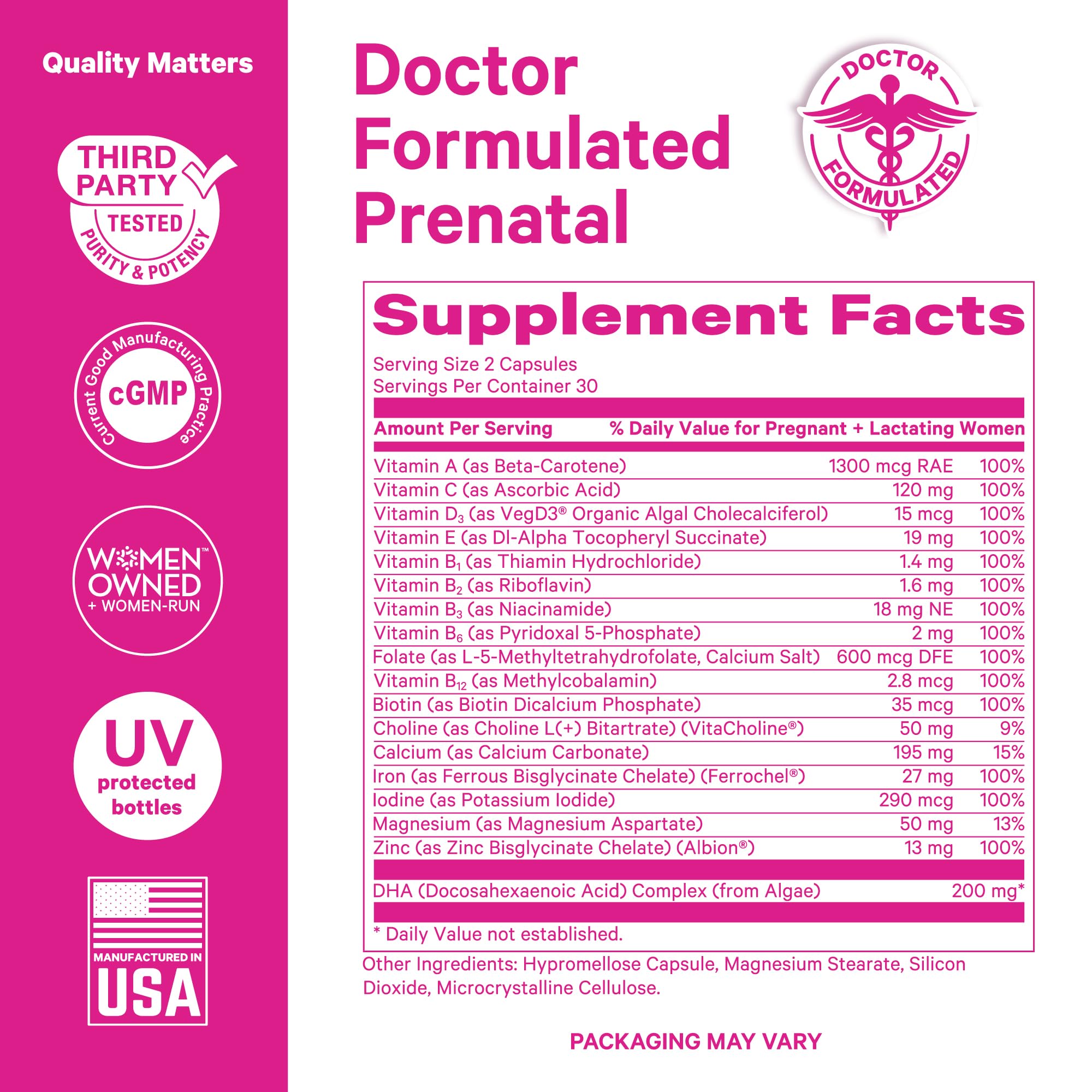 Foto 5 pulgar | Vitaminas Prenatales Pink Stork Total Con Dha, Folato Y Hierro, 60 Cápsulas - Venta Internacional.