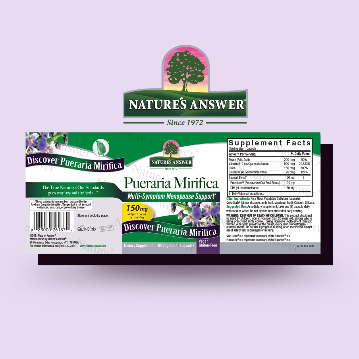 Foto 3 pulgar | Suplemento Nature's Answer Pueraria Mirifica 60 Cápsulas - Venta Internacional.