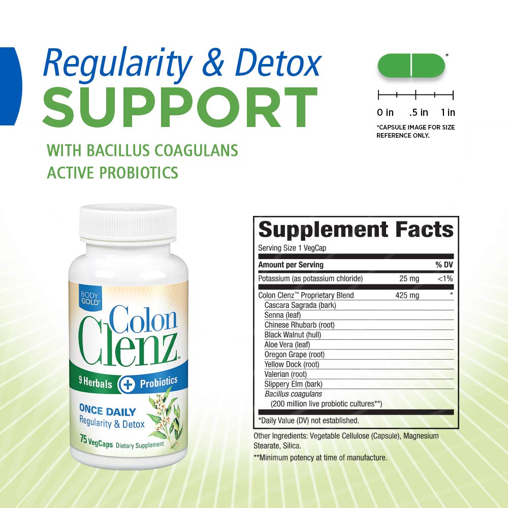 Foto 3 pulgar | Suplemento Body Gold Colon Clenz Regulity & Detox 75 Unidades - Venta Internacional.