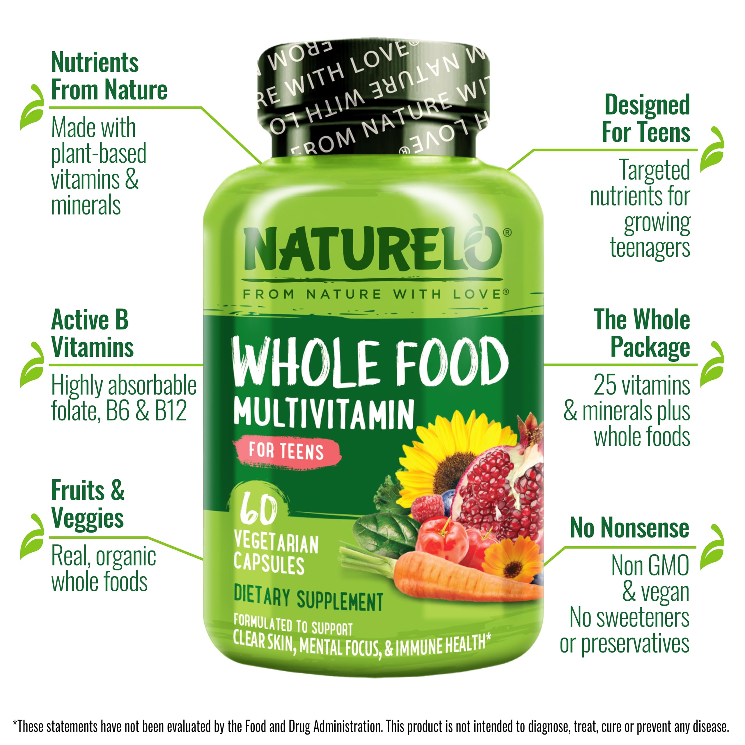 Foto 5 pulgar | Suplemento Multivitamínico Naturelo Whole Food Para Adolescentes, 60 Cápsulas - Venta Internacional.