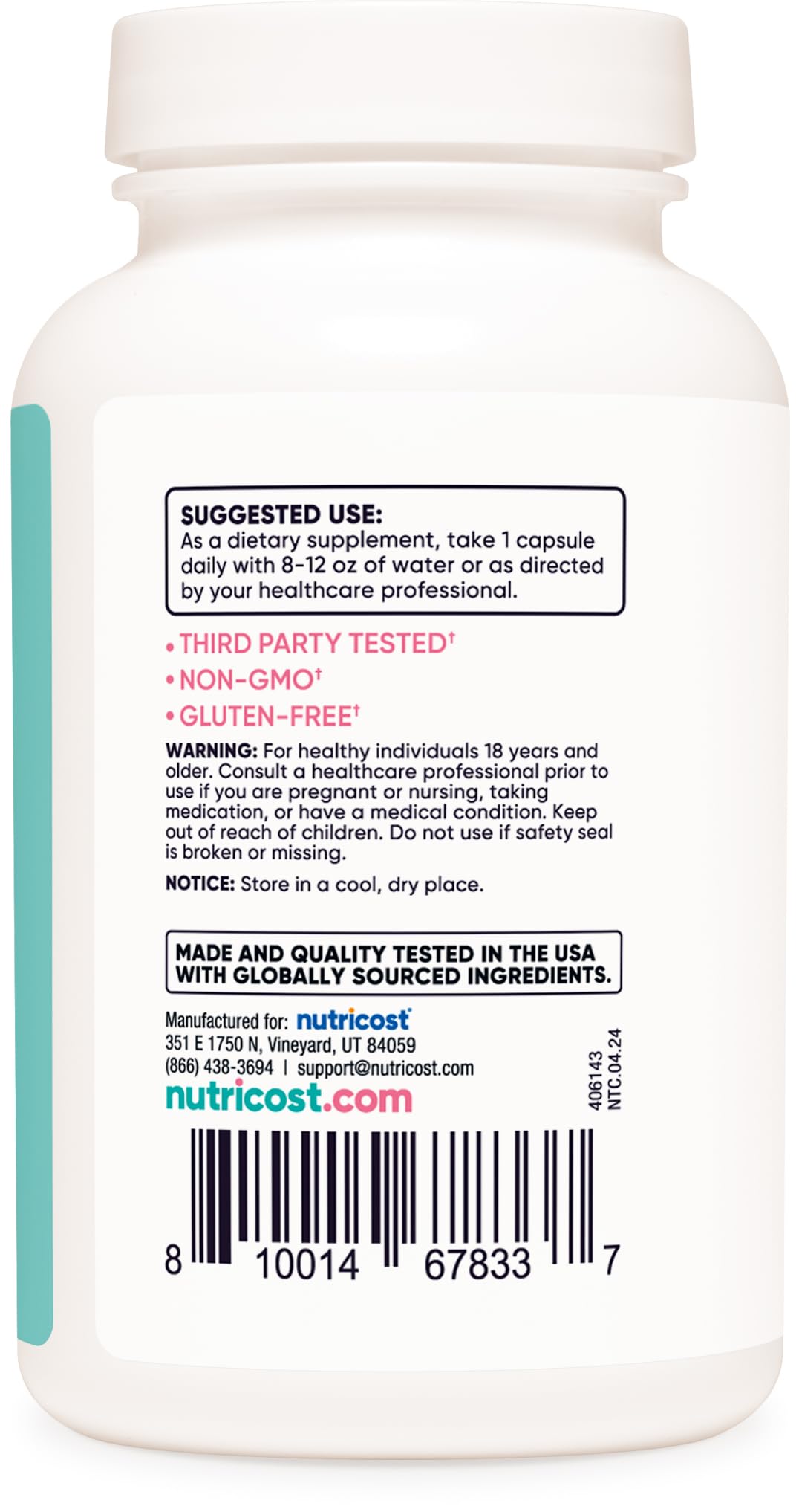 Foto 5 pulgar | Suplemento Nutricost Diindolilmetano Dim 400 Mg 120 Cápsulas - Venta Internacional.