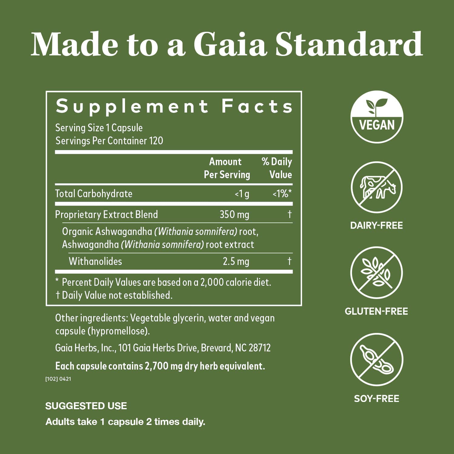 Foto 2 | Suplemento Líquido Vegano De Raíz De Ashwagandha De Gaia Herbs, 120 Unidades - Venta Internacional.