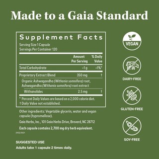 Foto 2 | Suplemento Líquido Vegano De Raíz De Ashwagandha De Gaia Herbs, 120 Unidades - Venta Internacional.