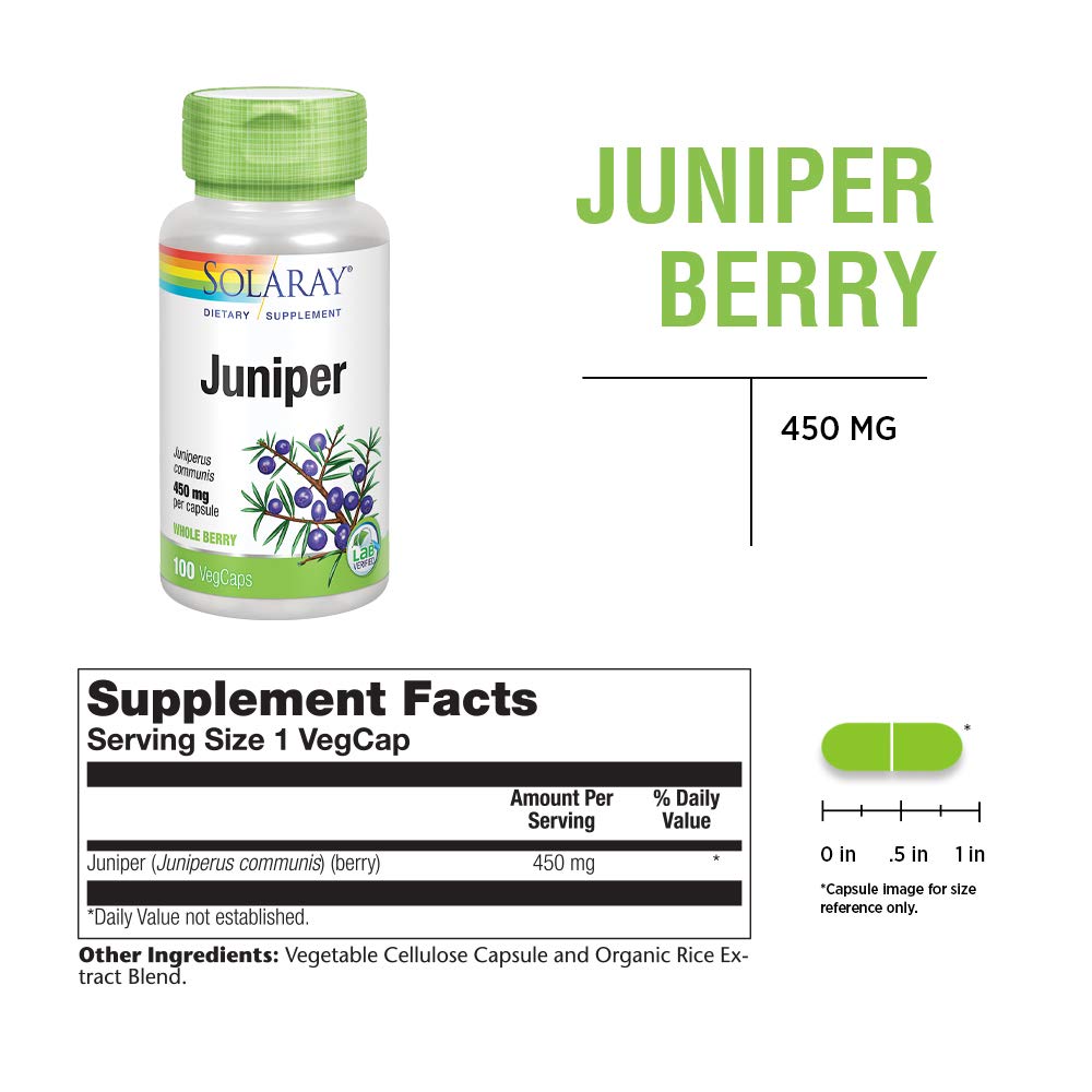 Foto 4 pulgar | Suplemento Solaray Juniper Berry 450 Mg 100 Cápsulas Vegetales - Venta Internacional.