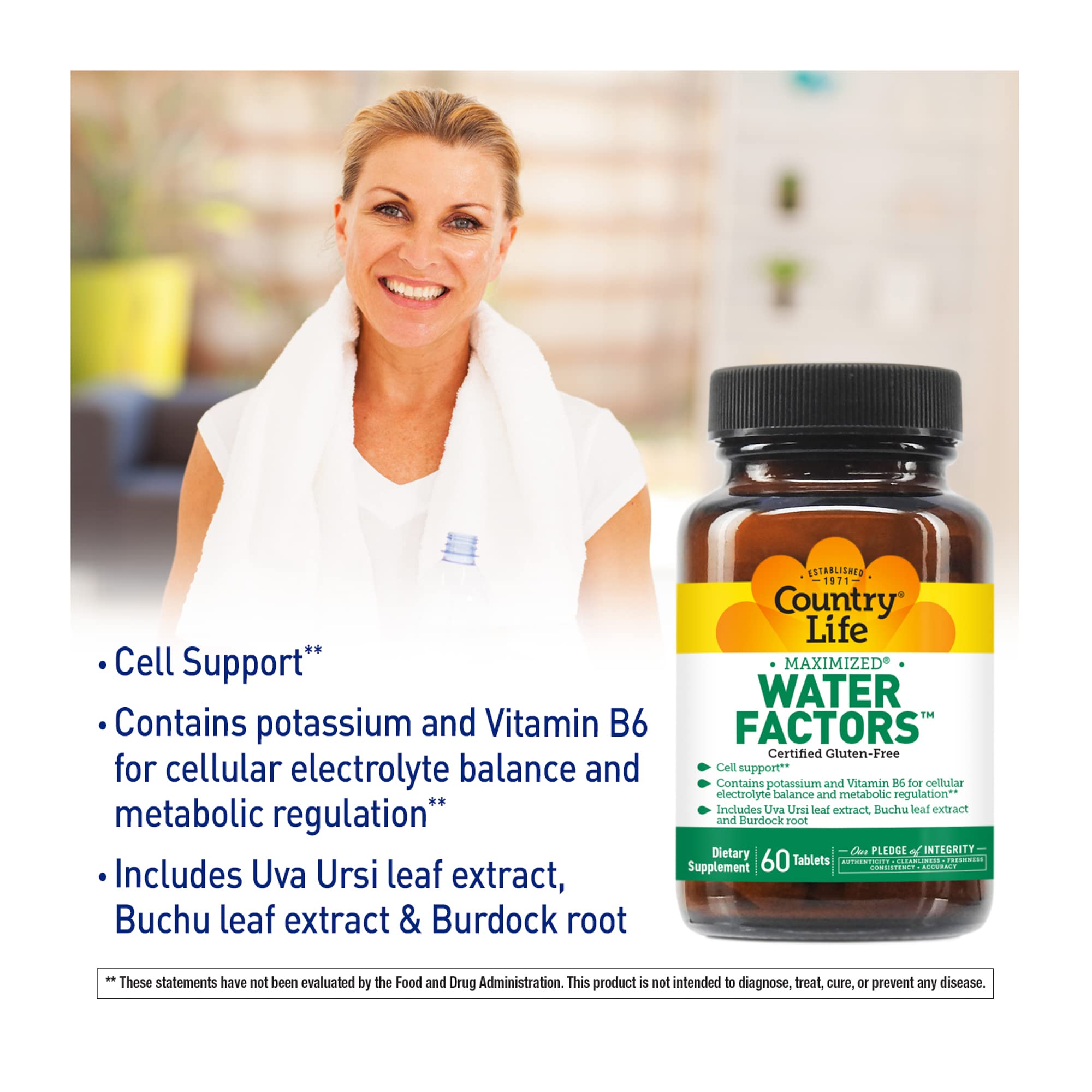 Foto 5 pulgar | Suplemento Country Life Water Factors 60 Comprimidos - Venta Internacional.