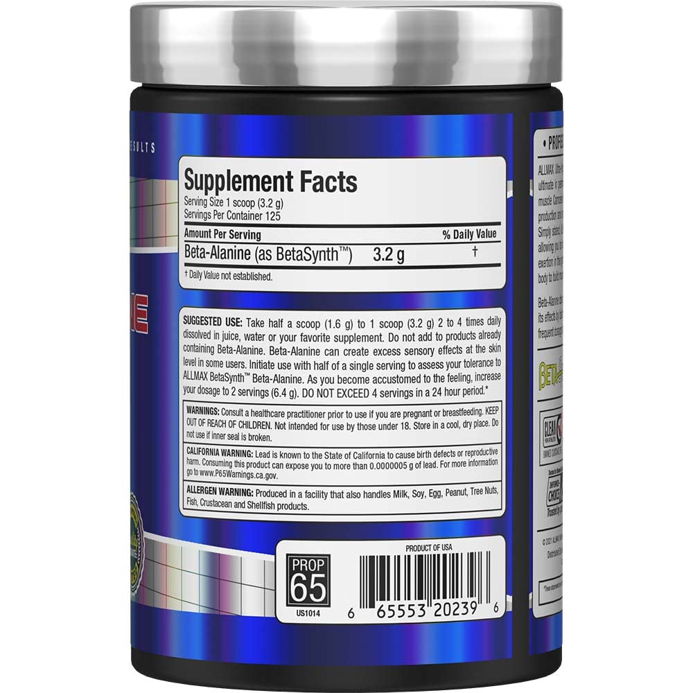 Foto 4 pulgar | Suplemento De Beta-alanina Allmax Nutrition 400 G - Venta Internacional.