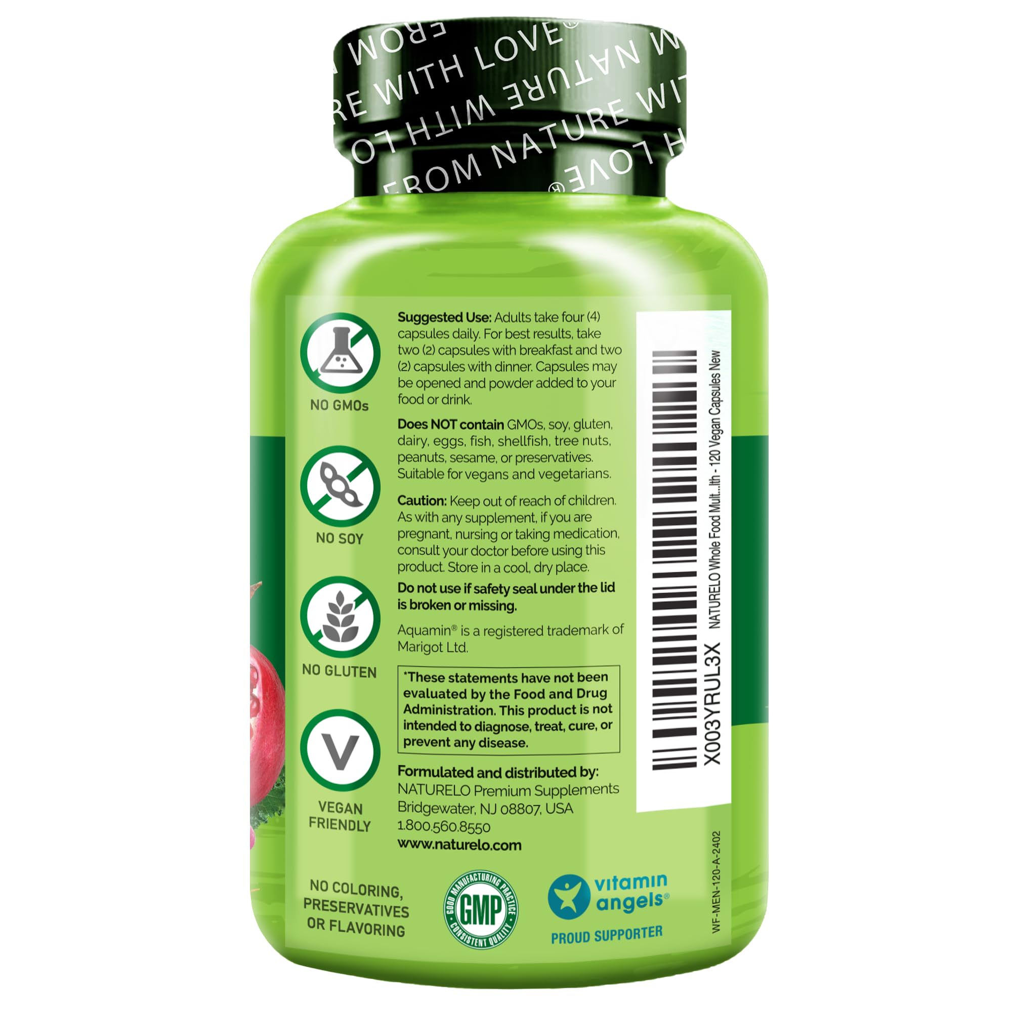 Foto 3 pulgar | Multivitamínico Naturelo Para Hombre, Alimentos Integrales, 120 Cápsulas - Venta Internacional.
