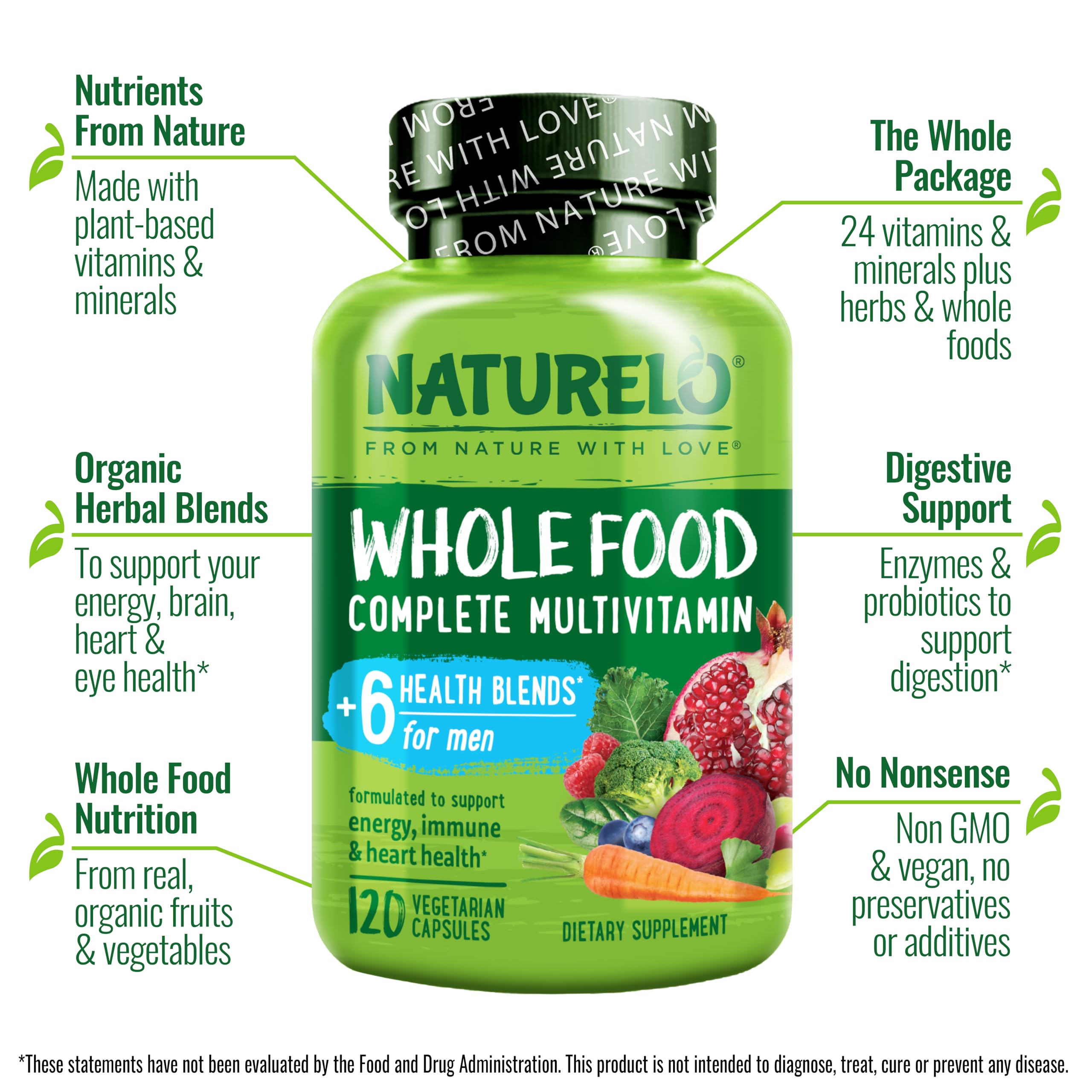 Foto 5 pulgar | Multivitamínico Naturelo Para Hombre, Alimentos Integrales, 120 Cápsulas - Venta Internacional.