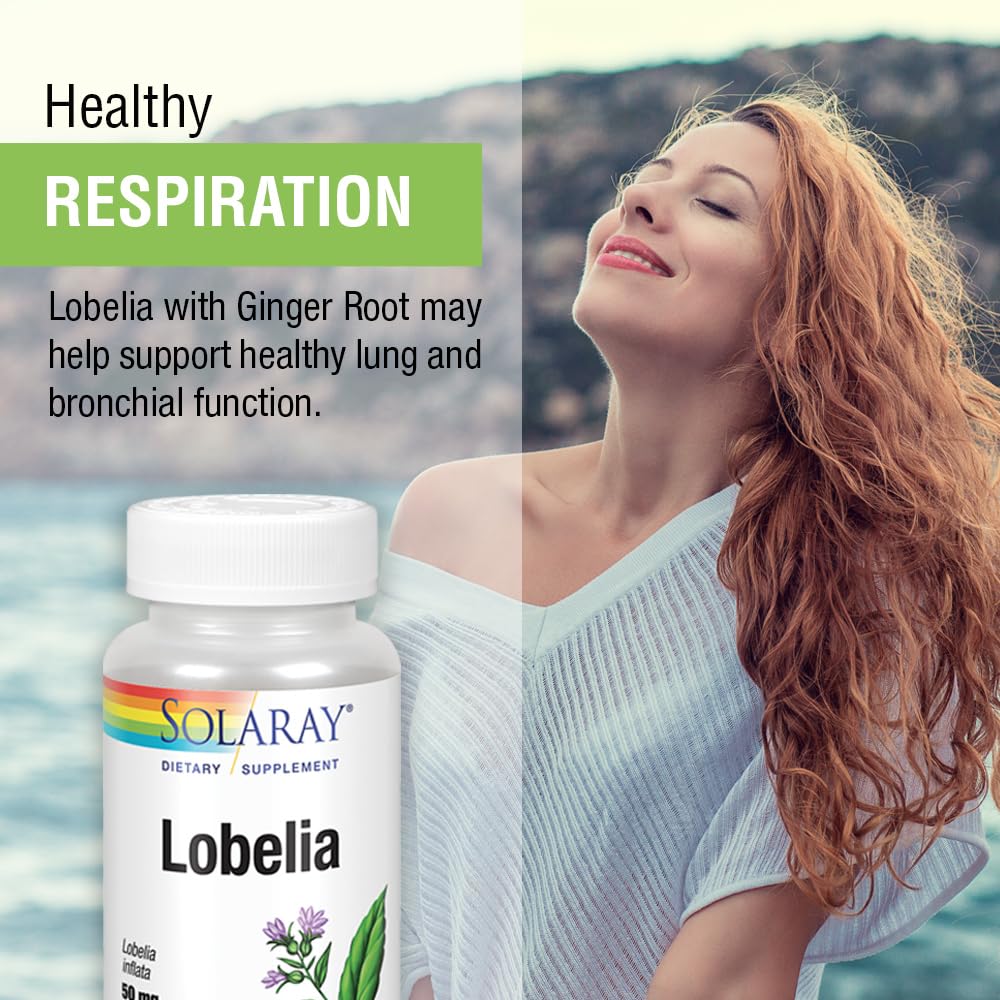 Foto 5 pulgar | Suplemento Solaray Lobelia Aerial, 50 Mg, Healthy Respiratory, 100 Cápsulas Vegetarianas - Venta Internacional.