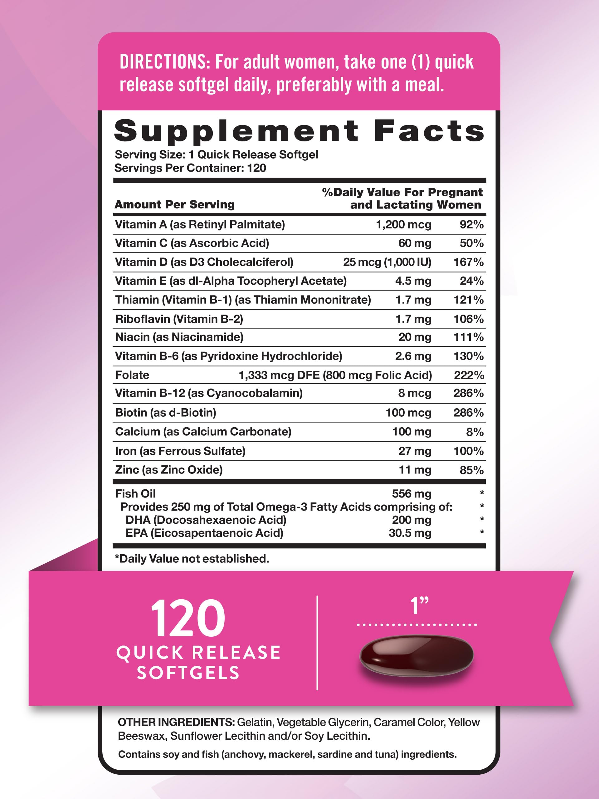 Foto 3 pulgar | Vitamina Prenatal Nature's Truth 120 Cápsulas Blandas Con Dha Y Ácido Fólico - Venta Internacional.