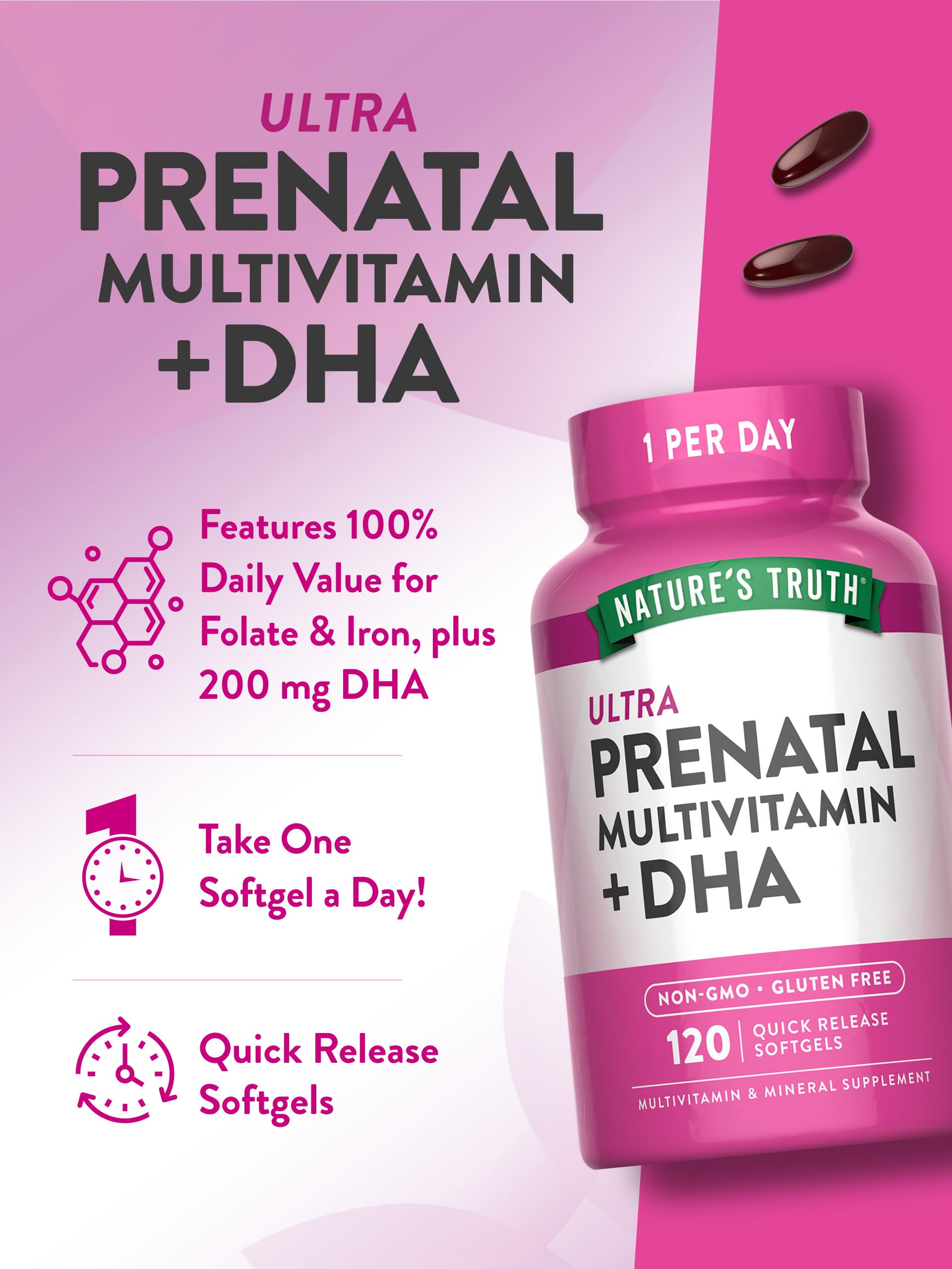 Foto 6 pulgar | Vitamina Prenatal Nature's Truth 120 Cápsulas Blandas Con Dha Y Ácido Fólico - Venta Internacional.