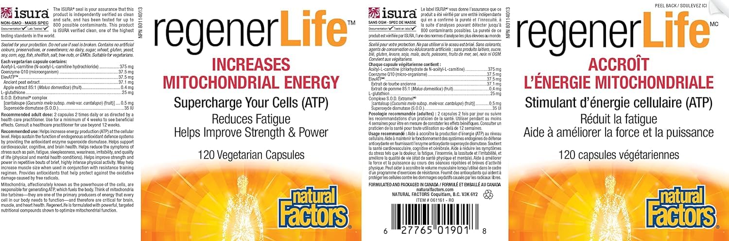 Foto 3 pulgar | Suplemento Natural Factors Regenerlife 120 Cápsulas - Venta Internacional.