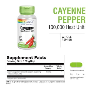 Foto 3 | Suplemento Solaray De Pimienta De Cayena, 450 Mg, 100 000 Unidades De Calor - Venta Internacional.