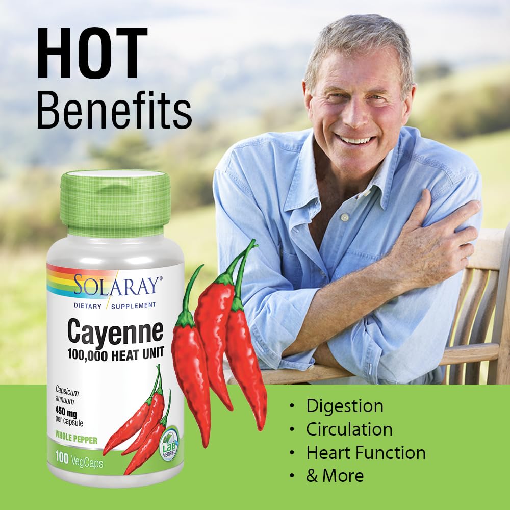 Foto 4 | Suplemento Solaray De Pimienta De Cayena, 450 Mg, 100 000 Unidades De Calor - Venta Internacional.
