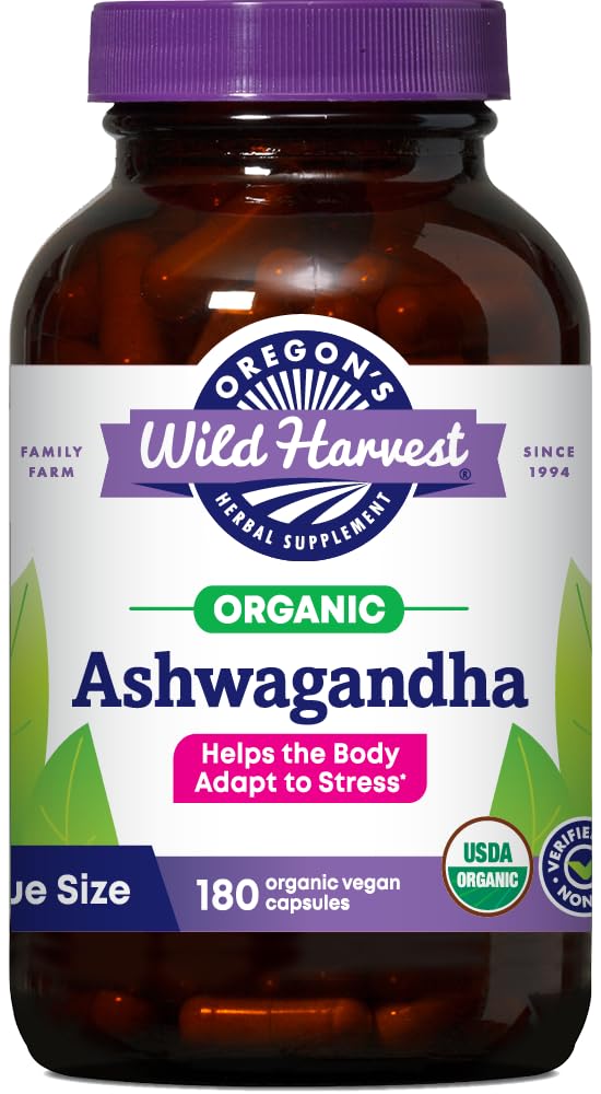 Suplementos De Ashwagandha Orgánica De Oregon Wild Harvest, 180 Unidades - Venta Internacional.