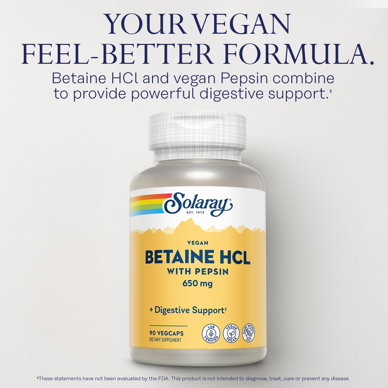 Foto 4 pulgar | Suplemento Solaray De Betaína Vegana Hcl Con Pepsina 90 Cápsulas Vegetales - Venta Internacional.