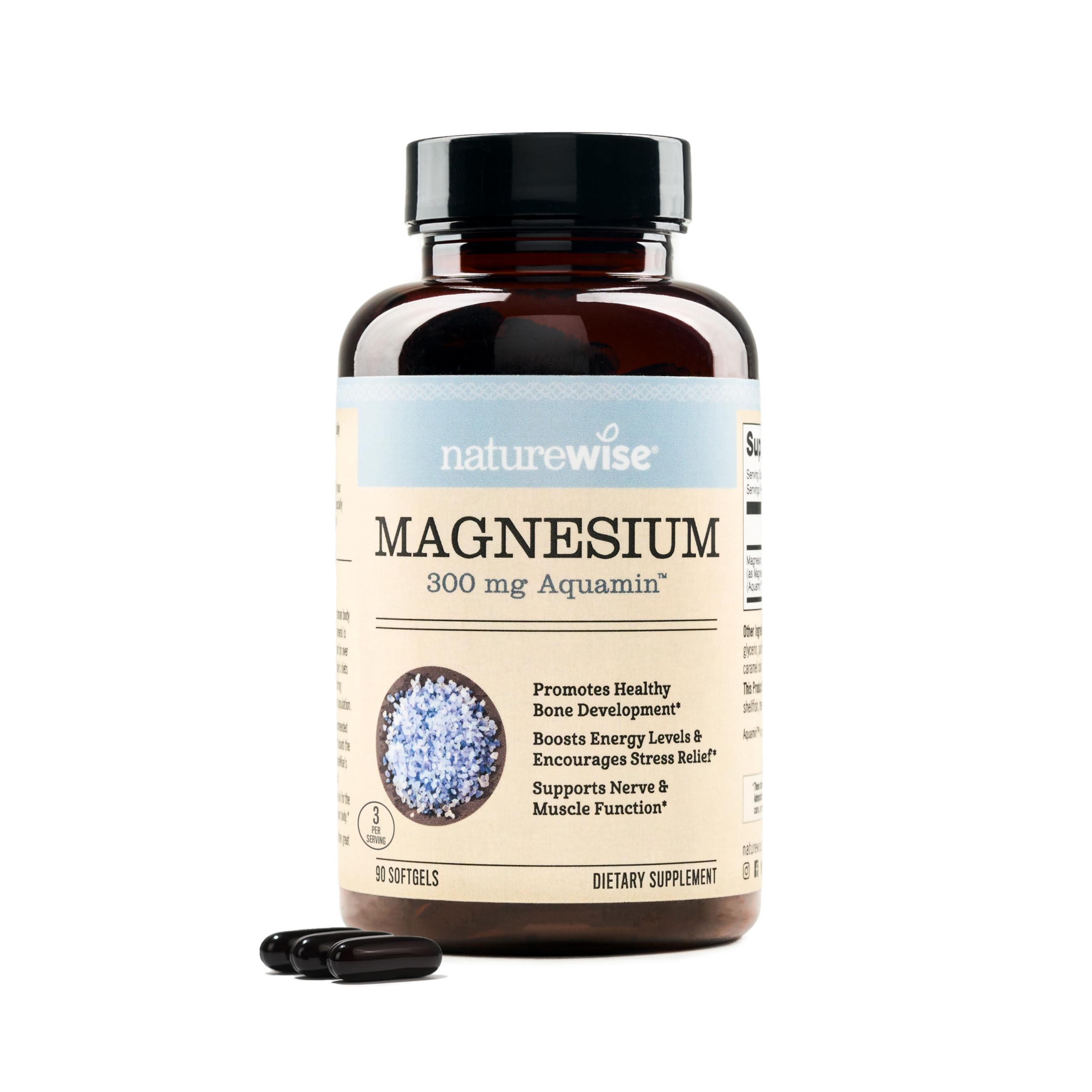 Suplemento Naturewise En Cápsulas Blandas De Magnesio, 300 Mg, 90 Unidades - Venta Internacional.