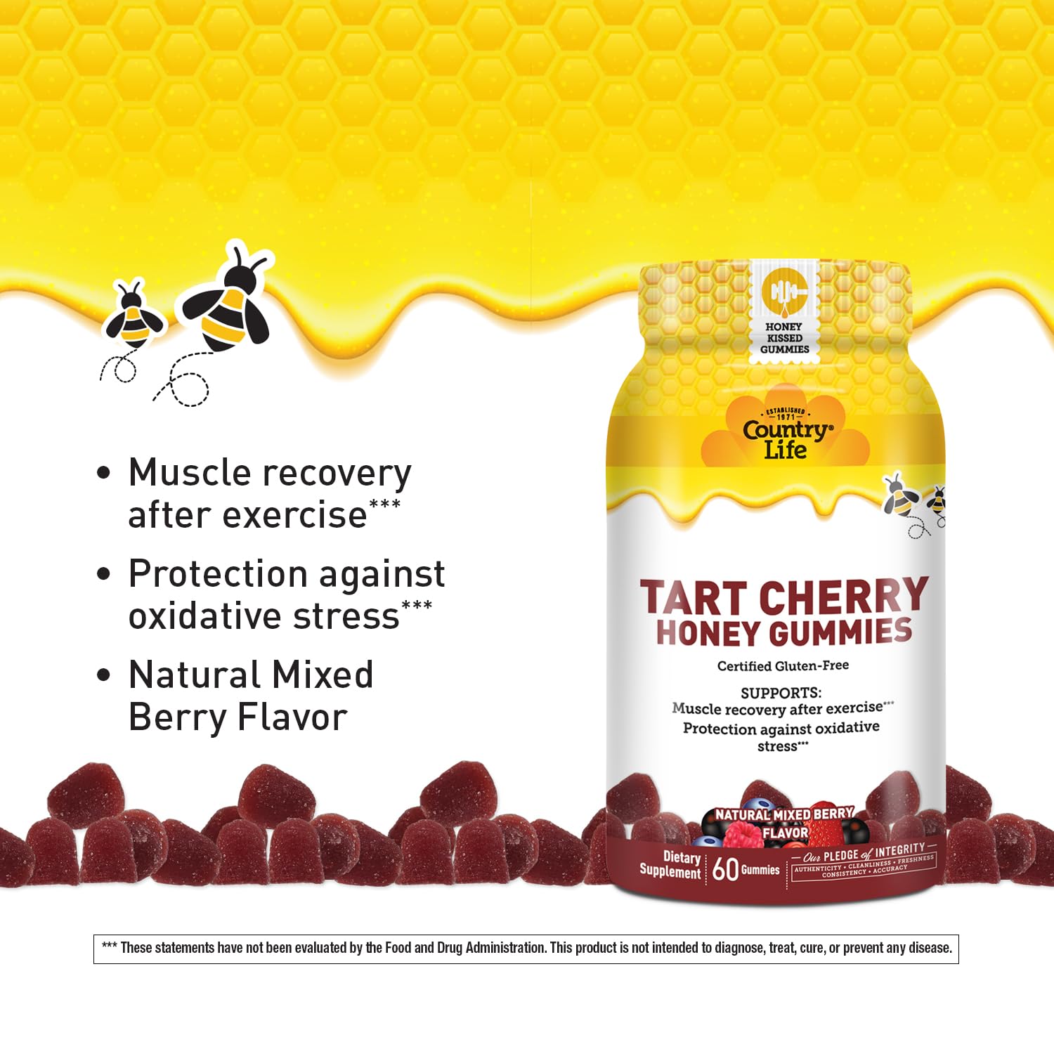 Foto 4 pulgar | Suplemento: Gomitas Country Life Tart, Cereza Y Miel - Venta Internacional.