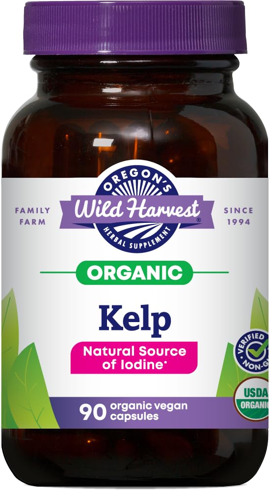 Suplemento Orgánico De Kelp Wild Harvest De Oregón, 90 Cápsulas - Venta Internacional.