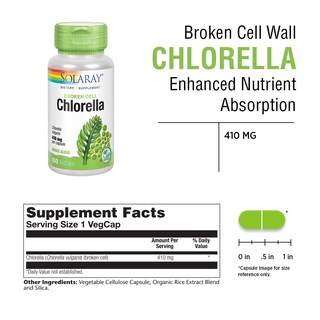 Foto 2 | Suplemento Solaray Broken Cell Chlorella 410 Mg 100 Cápsulas Vegetales - Venta Internacional.