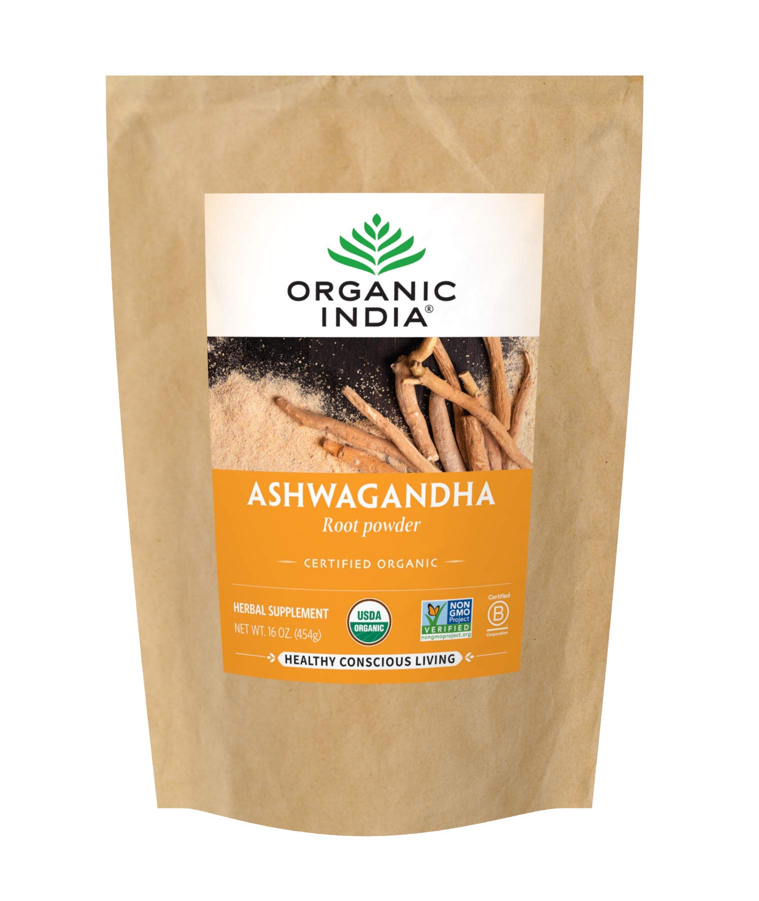 Suplemento Organic India: Ashwagandha En Polvo, 454 G, Vegano - Venta Internacional.