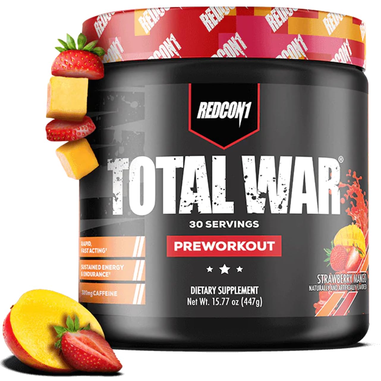 Pre-workout Redcon1 Total War Strawberry Mango 30 Porciones - Venta Internacional.