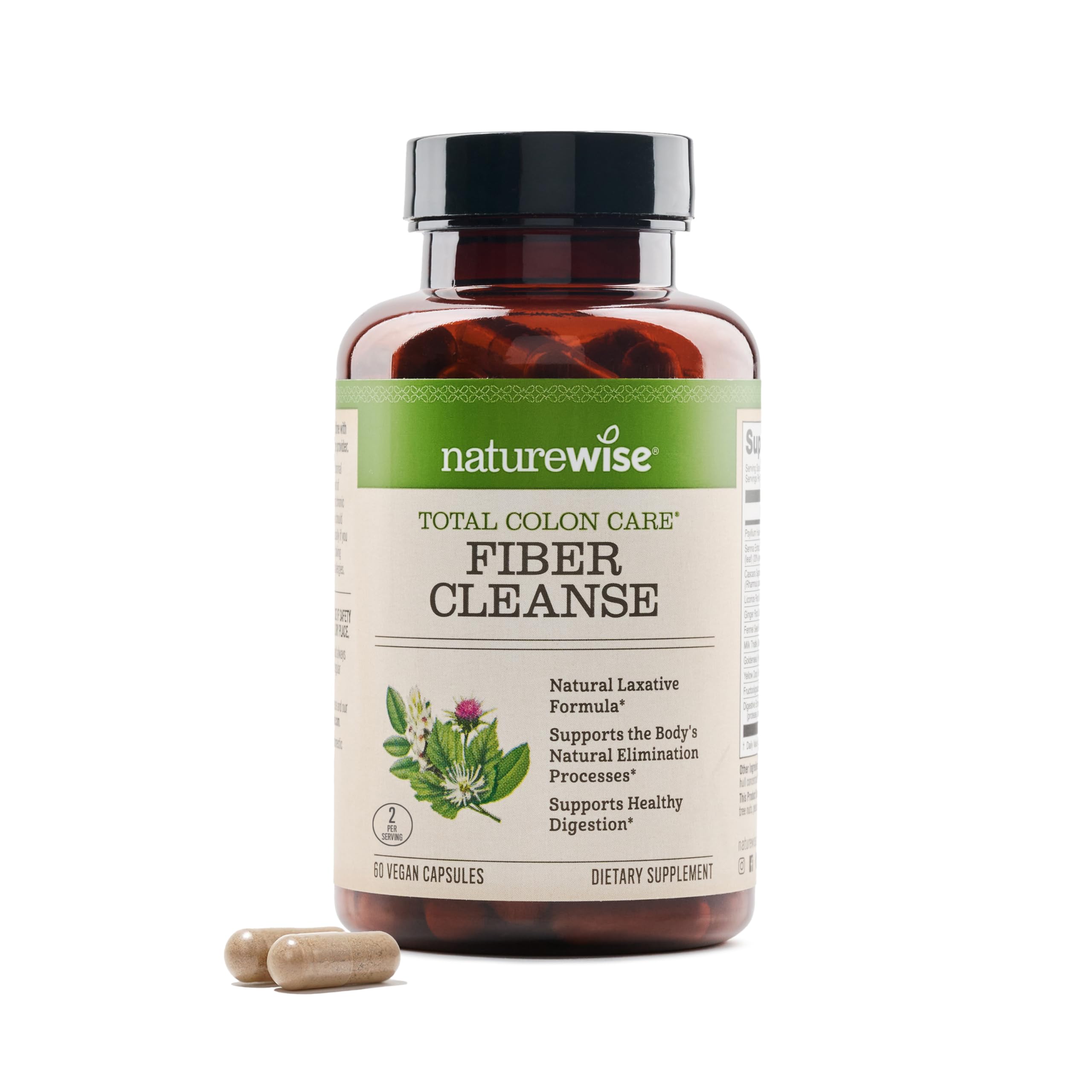 Suplemento Naturewise Total Colon Care Fiber Cleanse, 60 Unidades - Venta Internacional.