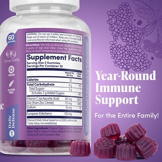 Foto 2 | Gomitas Zand Saúco Zinc Immunity Con Vitamina C, 60 Unidades - Venta Internacional.