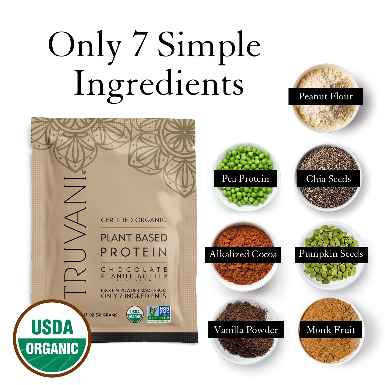 Foto 5 pulgar | Crema Vegana De Proteína De Guisante En Polvo, Chocolate Truvani, 20 G - Venta Internacional.