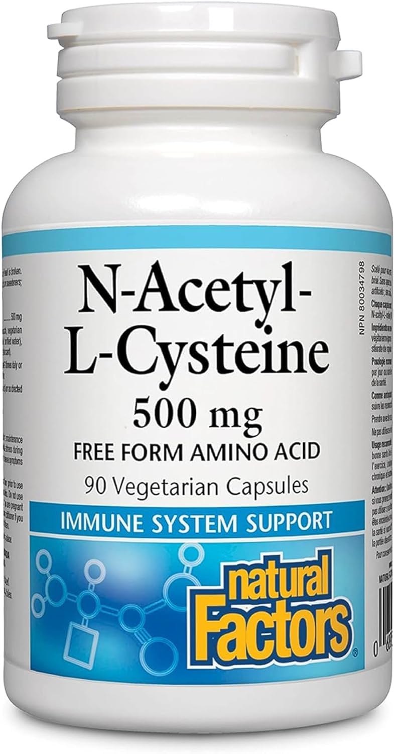 Suplemento Natural Factors N-acetil-l-cisteína 500 Mg 90 Cápsulas - Venta Internacional.