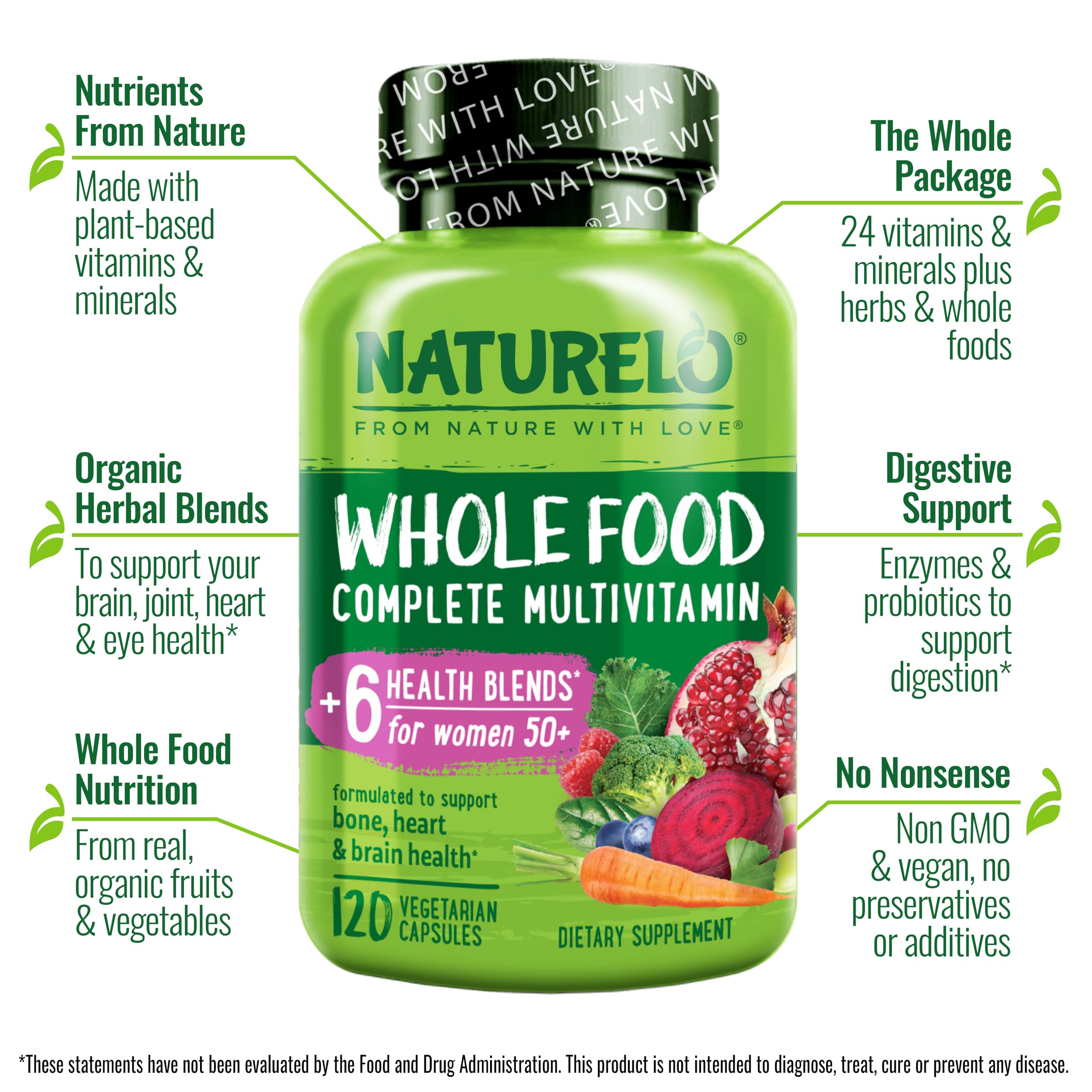 Foto 5 pulgar | Suplemento Multivitamínico Naturelo Whole Food Para Mujeres, 50 O Más De 120 Cápsulas - Venta Internacional.