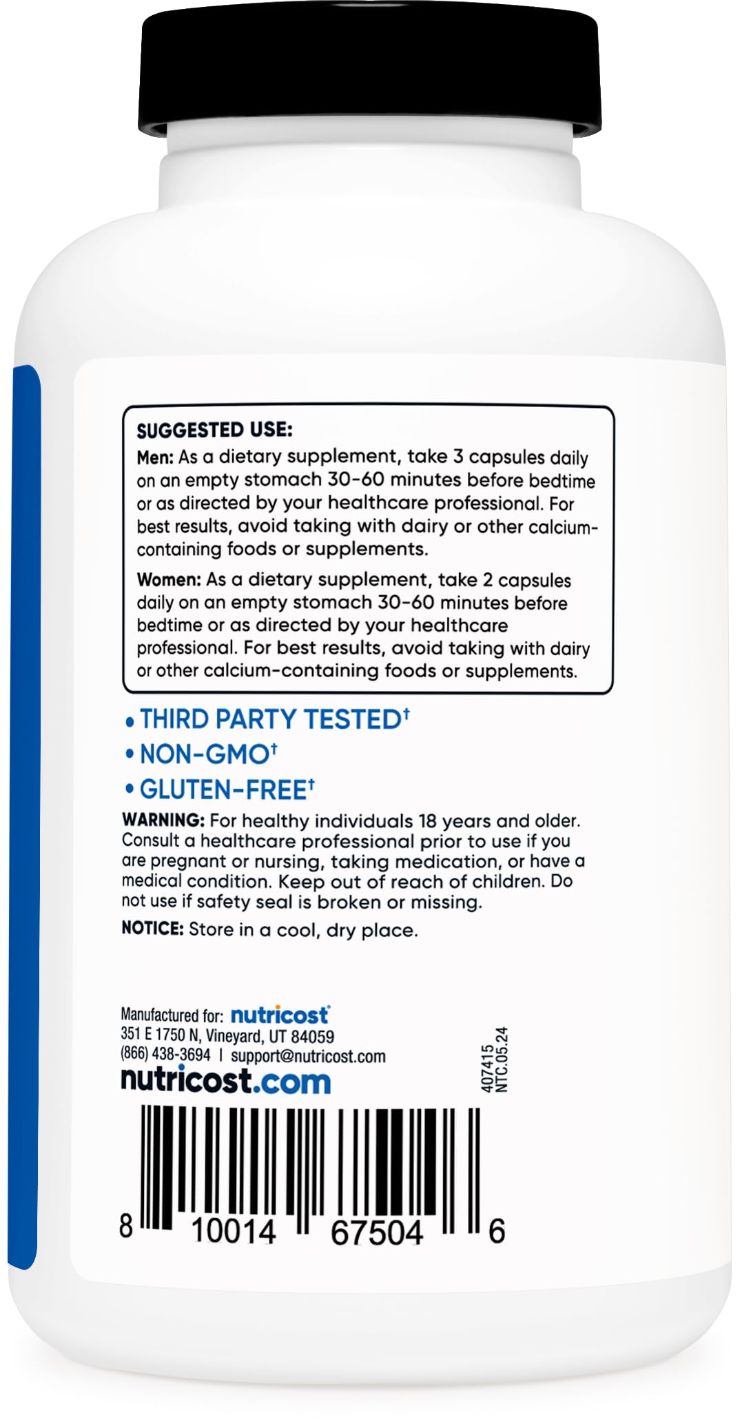 Foto 5 pulgar | Suplemento Nutricost Zma 180 Cápsulas Sin Ogm Y Sin Gluten - Venta Internacional.