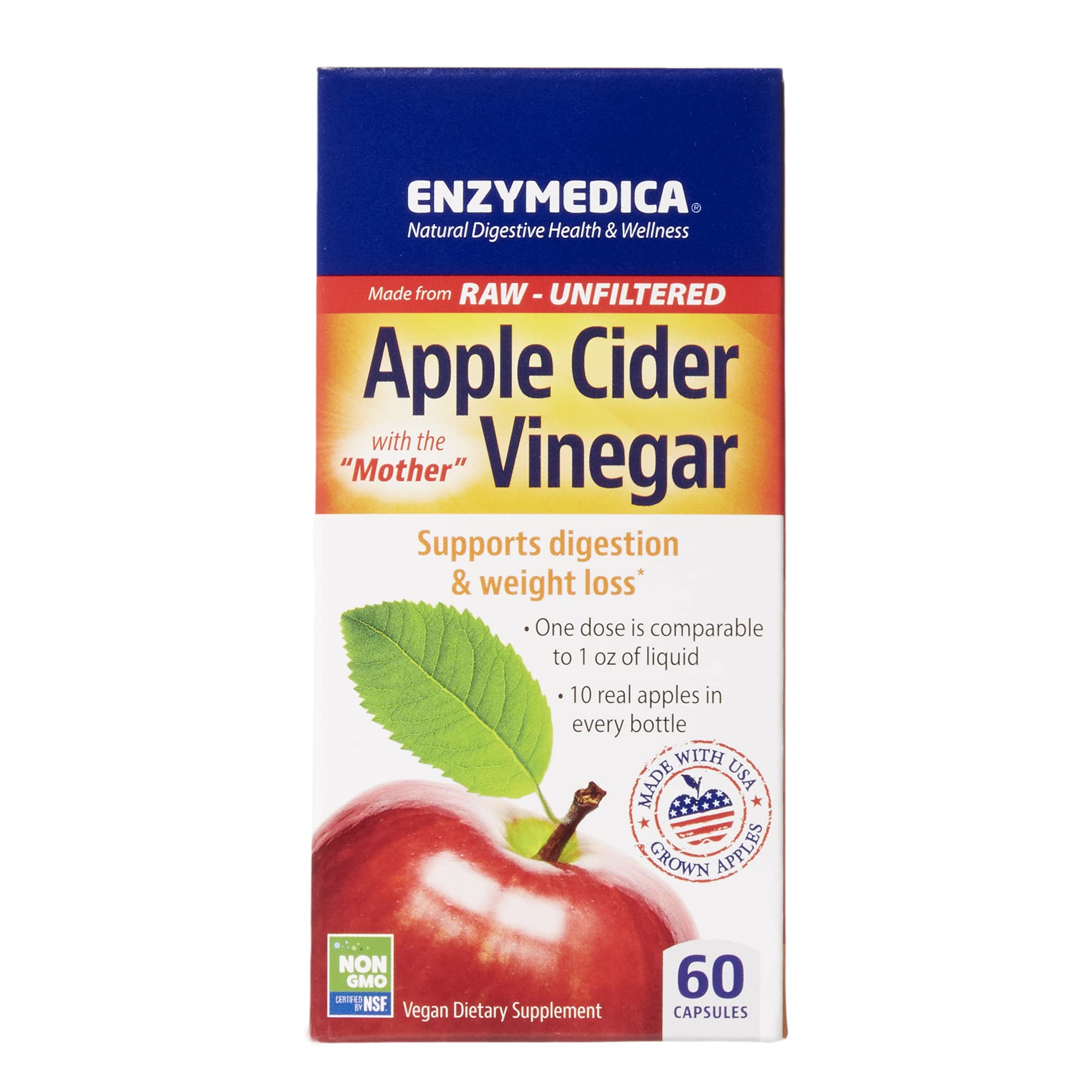Suplemento Enzymedica De Vinagre De Sidra De Manzana 60 Cápsulas - Venta Internacional.