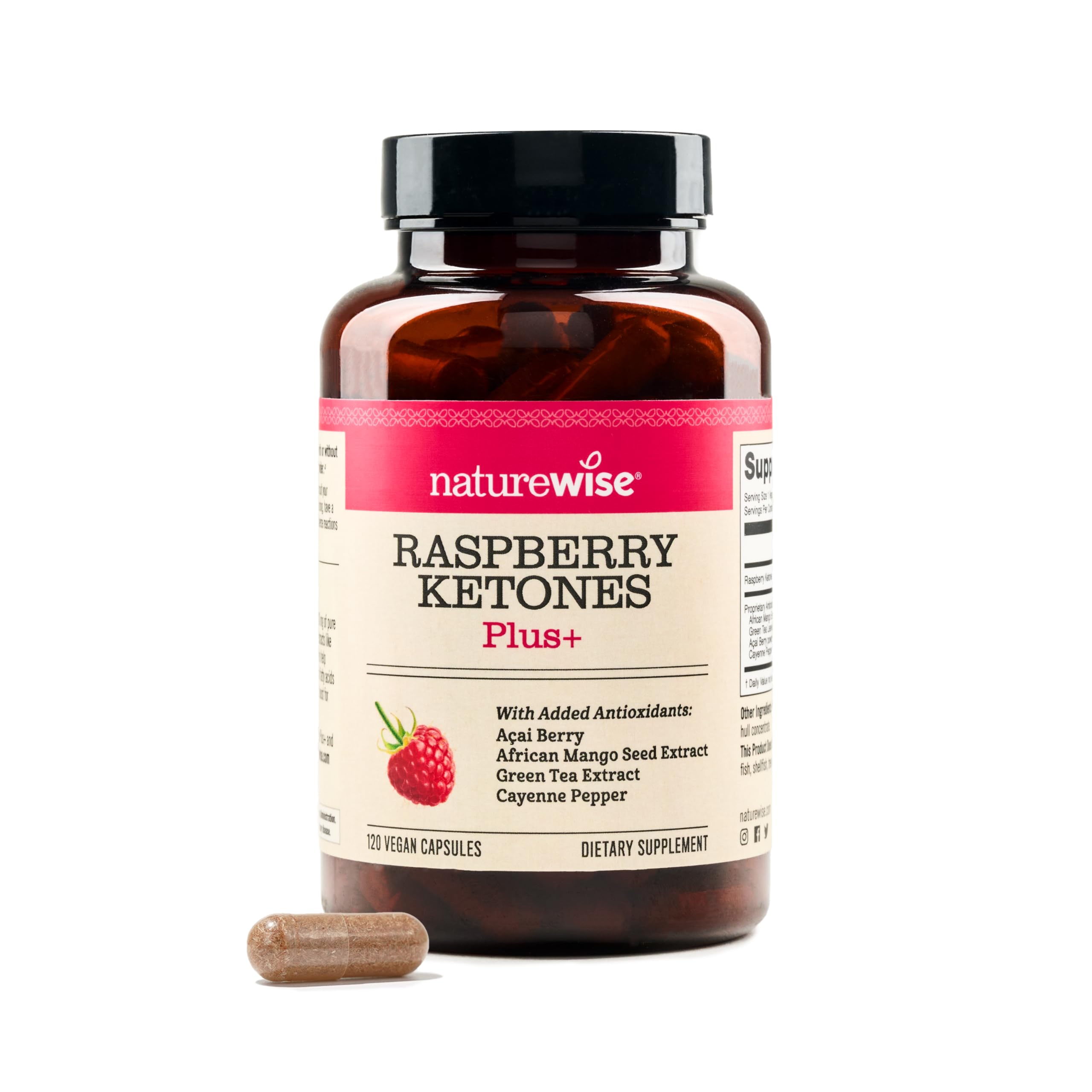 Suplemento Naturewise Raspberry Ketones Plus 120 Cápsulas - Venta Internacional.
