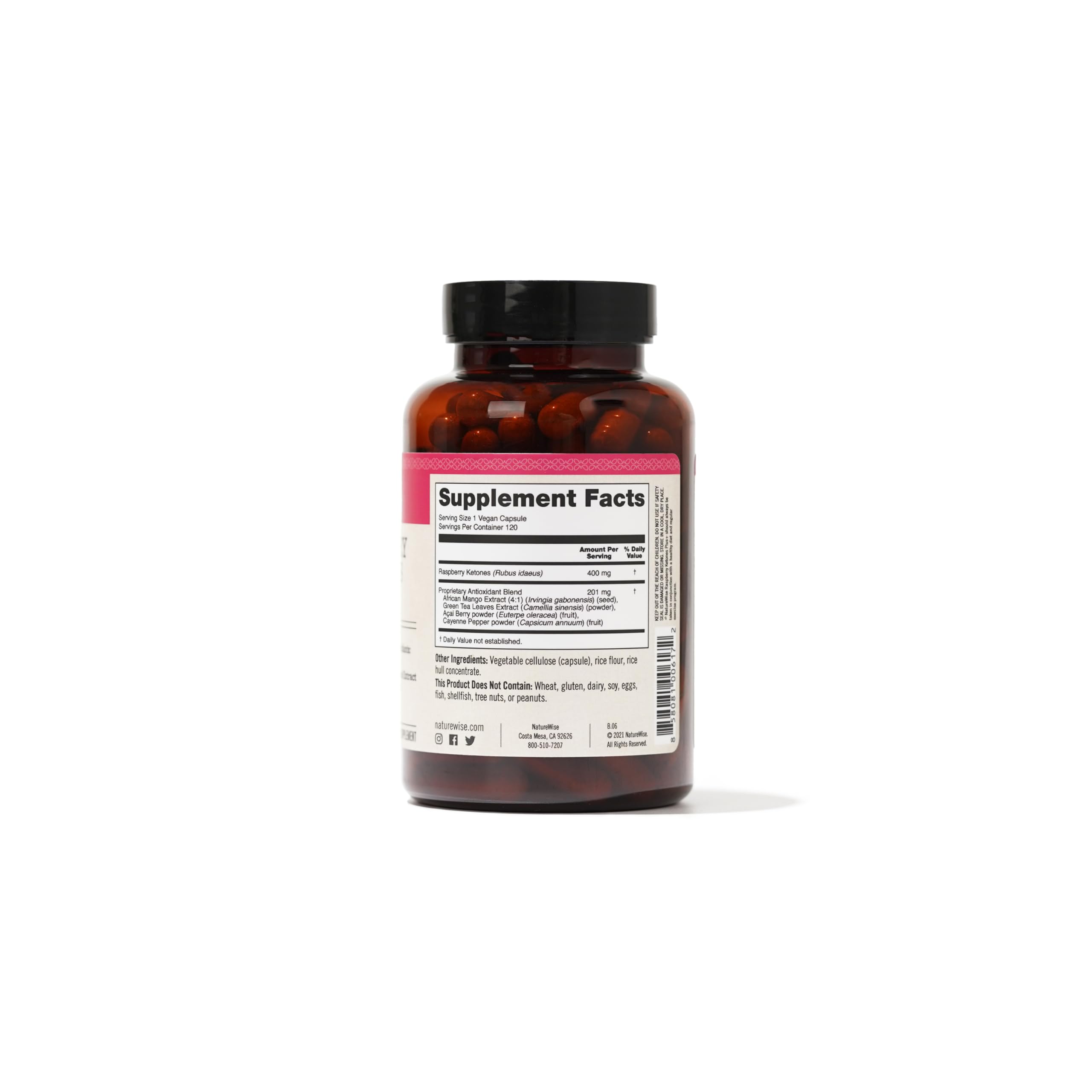 Foto 8 pulgar | Suplemento Naturewise Raspberry Ketones Plus 120 Cápsulas - Venta Internacional.