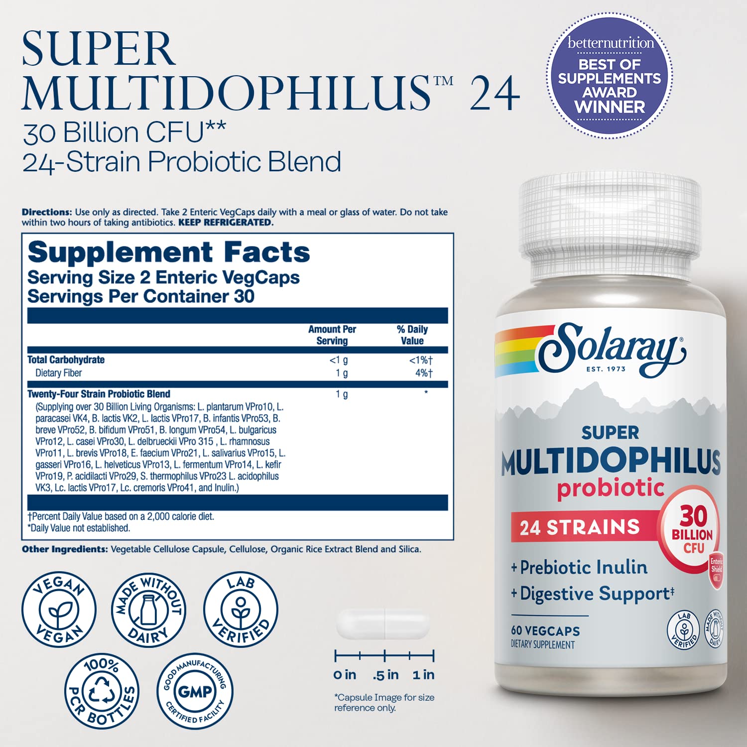 Foto 4 pulgar | Suplemento Probiótico Solaray Super Multidophilus De 24 Cepas - Venta Internacional.
