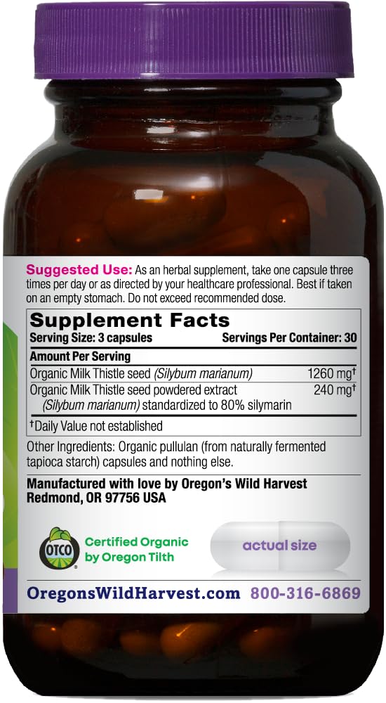 Foto 3 pulgar | Suplemento Oregon Wild Harvest Milk Thistle 90 Tabletas - Venta Internacional.
