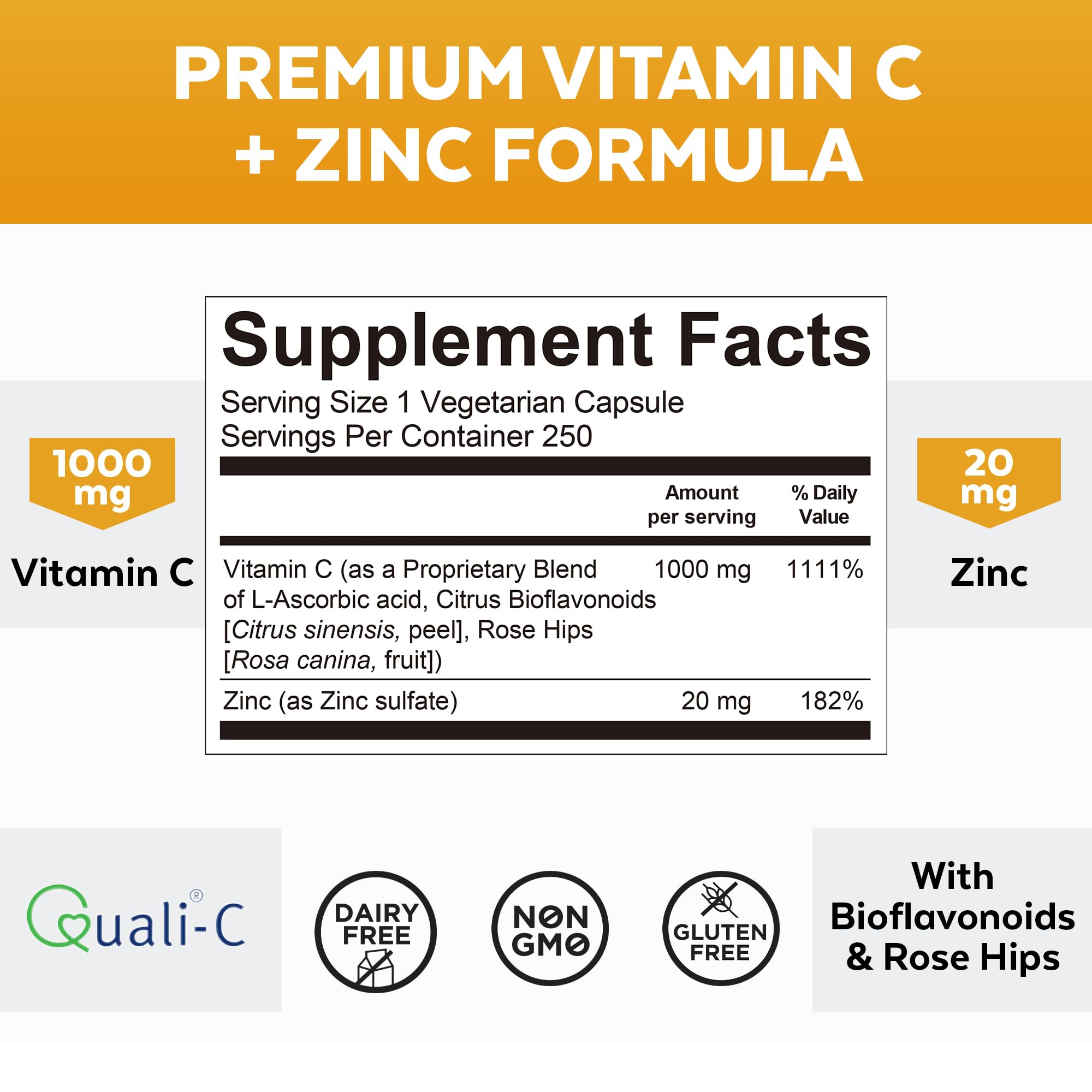 Foto 3 pulgar | Suplemento Viva Naturals De Vitamina C De 1000 Mg Con Zinc, 20 Mg, 250 Cápsulas - Venta Internacional.