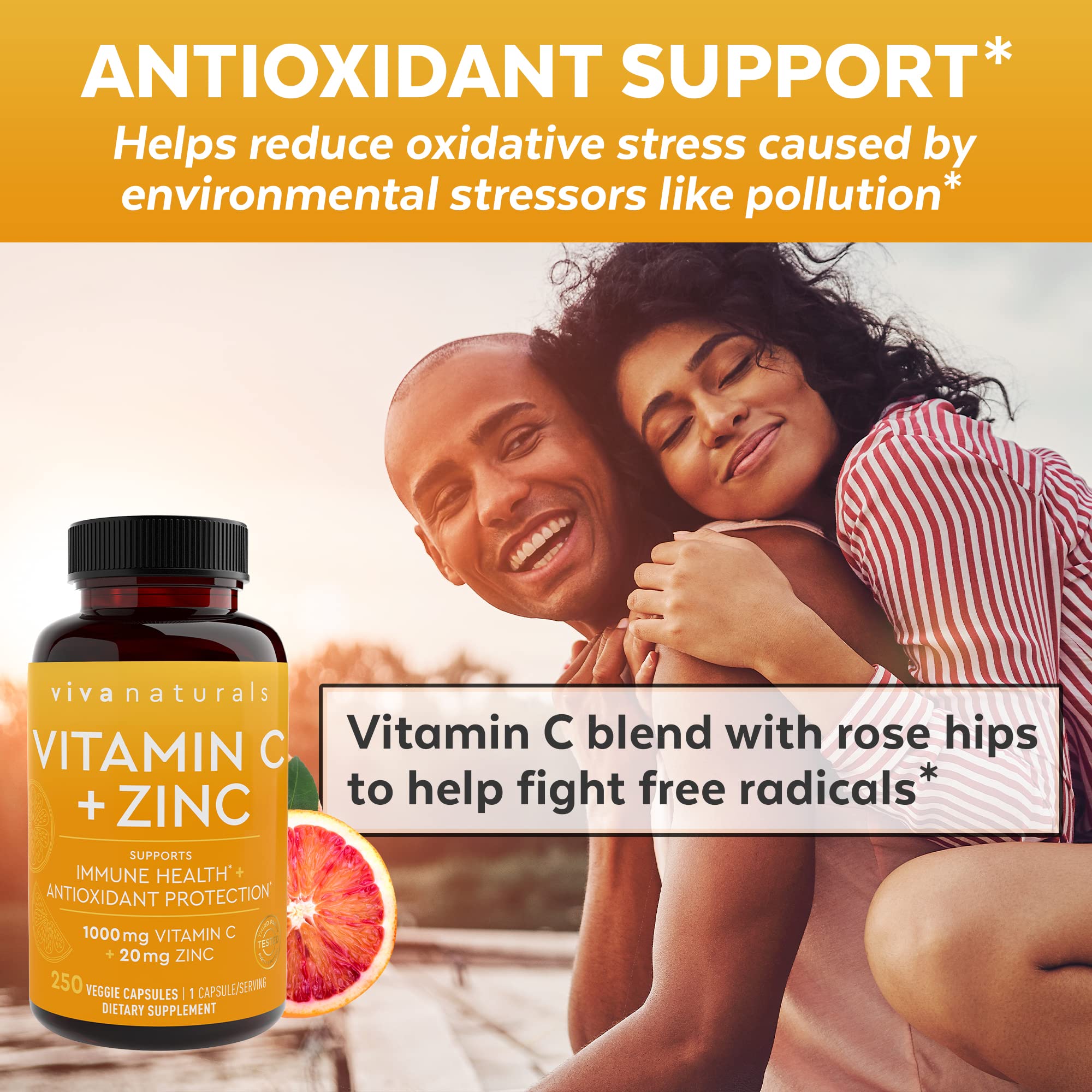 Foto 4 pulgar | Suplemento Viva Naturals De Vitamina C De 1000 Mg Con Zinc, 20 Mg, 250 Cápsulas - Venta Internacional.