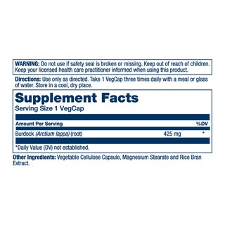 Foto 2 | Suplemento Solaray: Raíz De Bardana, 425 Mg, 100 Cápsulas Vegetales - Venta Internacional.