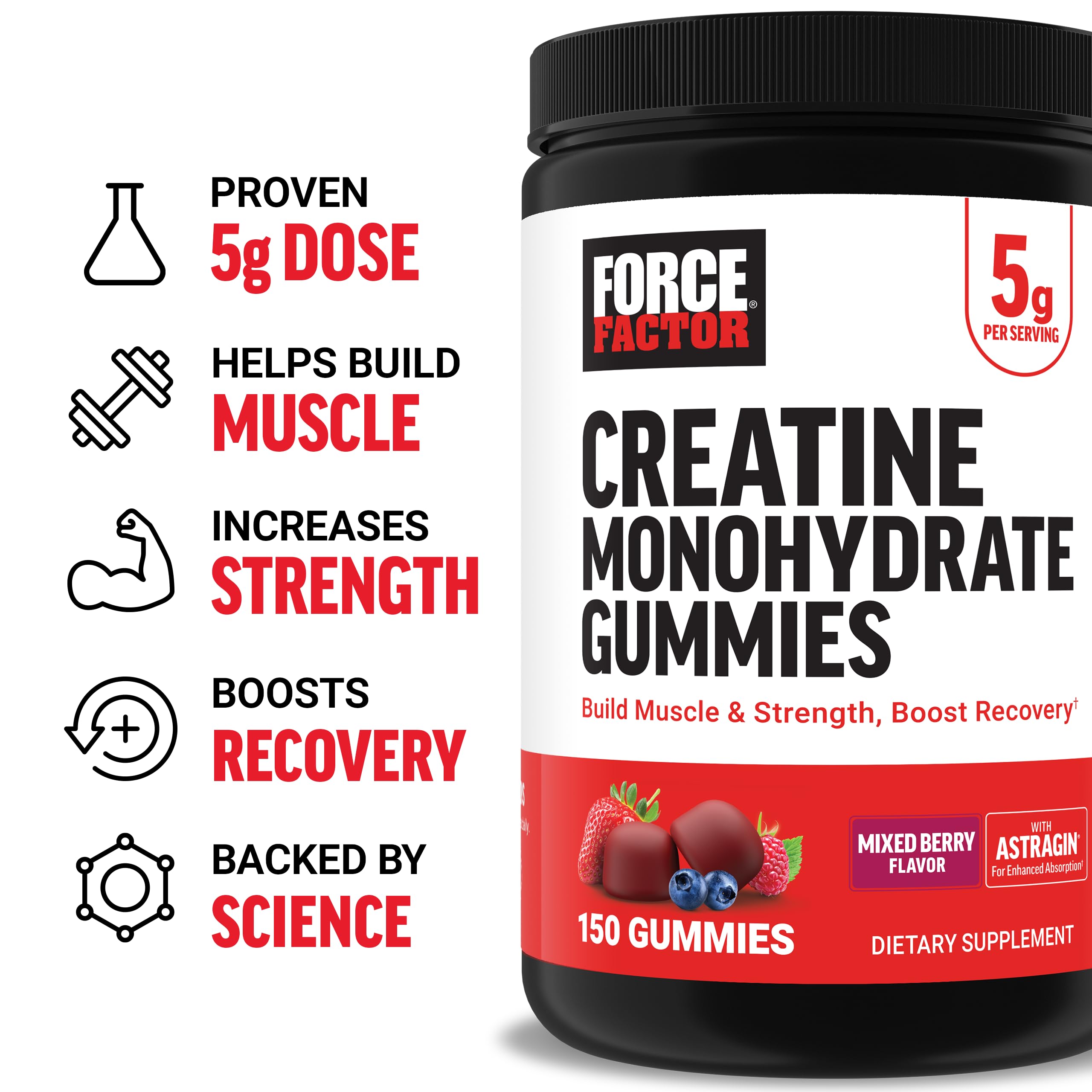 Foto 3 pulgar | Creatina Gummies Force Factor, Dosis De 5 G Estudiadas Clínicamente - Venta Internacional.